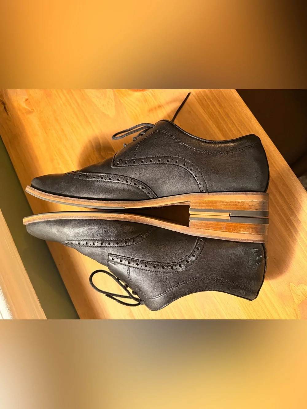 Aldo Black Leather Wingtip Derby Shoes